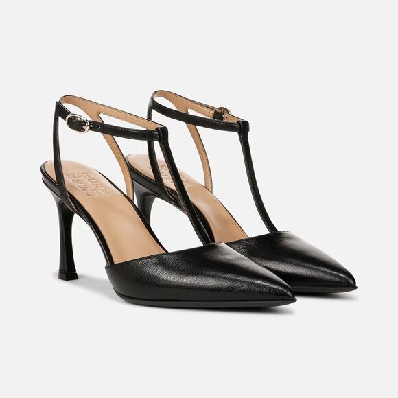 Naturalizer Size 8M Black Leather Astrid Pump Stiletto Heels Pointed Toe LB9-8 - Picture 1 of 8